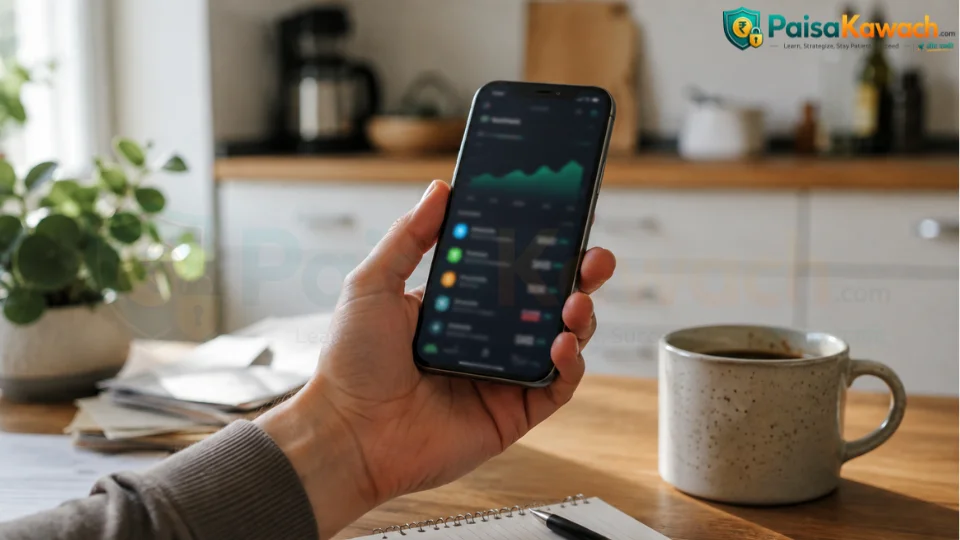 Person checking interest rates on phone as a daily habit