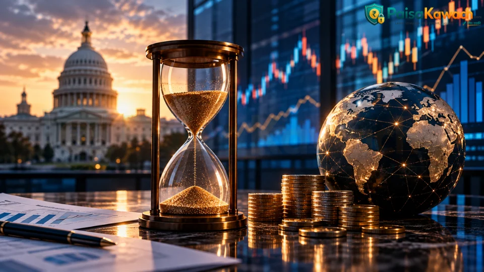 Inflation chart and global market screens concept